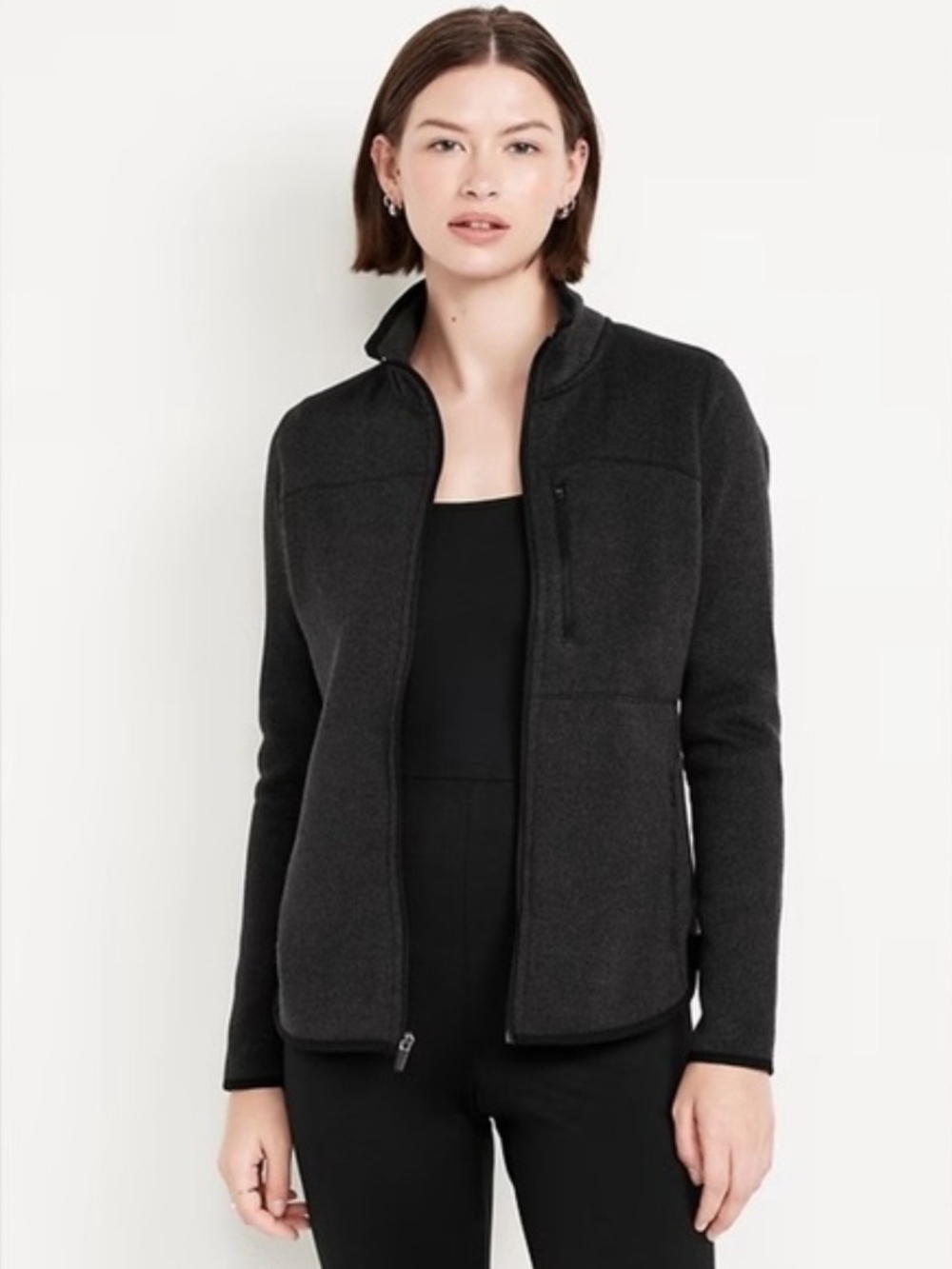 Womens Charcoal Full‑Zip Fleece Jacket